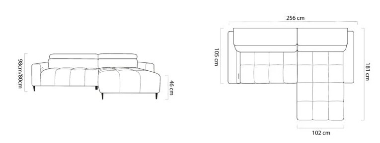 Sedacia súprava WOOD S – rozmery 256 x 181 cm, výška 98/80 cm, sed 46 cm